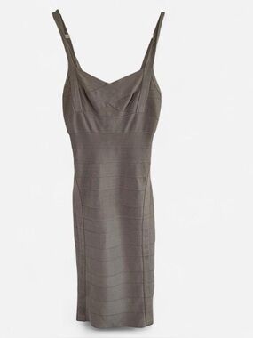 Herve Leger Vintage Silver-Grey Bandage Midi Dress
